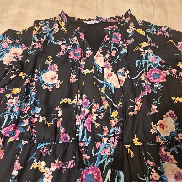 Boutique Womens Plus Size 2x Black Floral Maxi Dress Boho - Picture 5 of 10